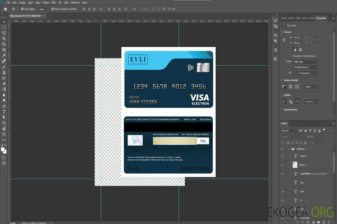 Carte électronique visa de la banque Evli de Finlande template